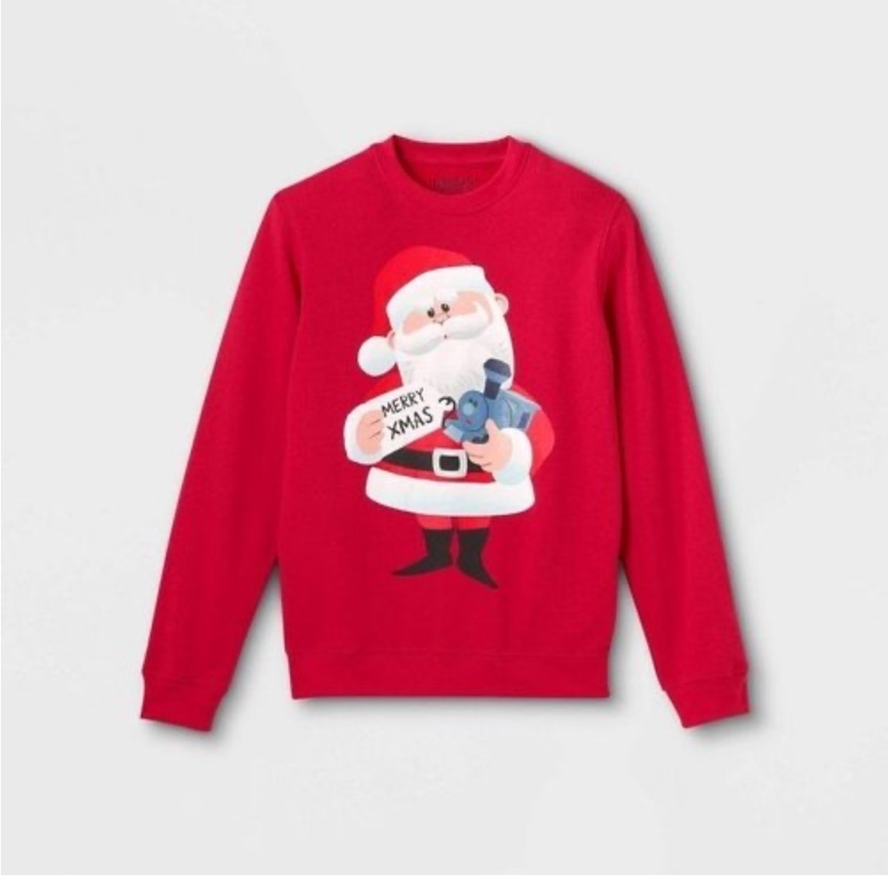 Rudolph Adult Long Sleeve Graphic Design Santa Sweatshirt new